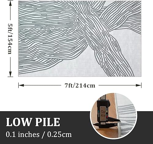 Miniatura 21 de YIHOUSE Alfombras de área de 5 x 8 pies, alfombra lavable abstracta, moderna alfombra blanca y negra para dormitorio, sala de estar, comedor, Modern