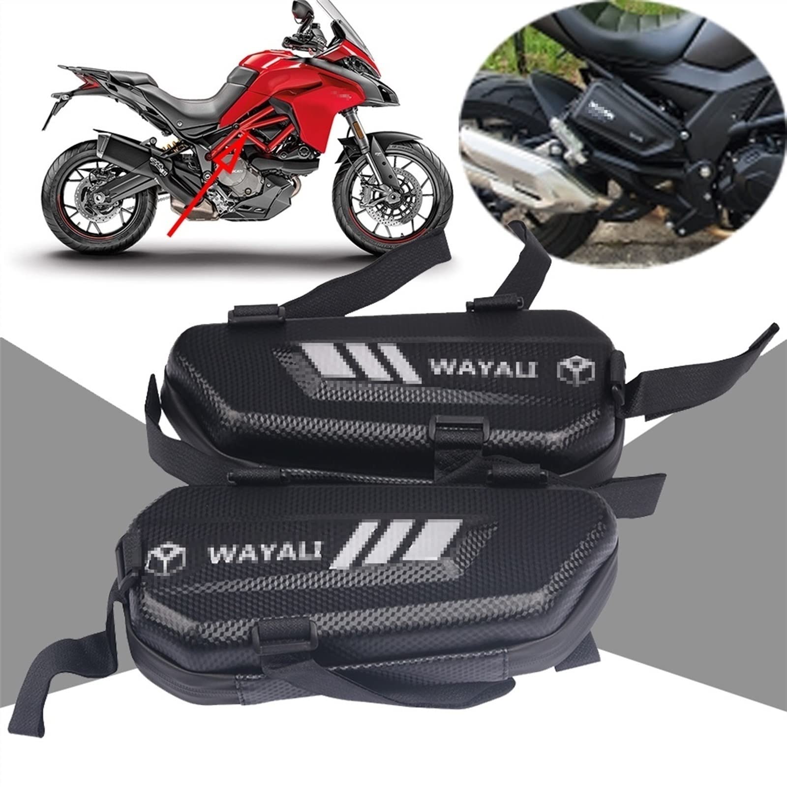 Borsa Laterale A Guscio Rigido Per Ducati Multistrada (950 S, 1200, 1260, Enduro, V4, V4S, V2, V2S) – Impermeabile, Cerniera A 360°, Tasca Interna In Rete E Tracolla Regolabile