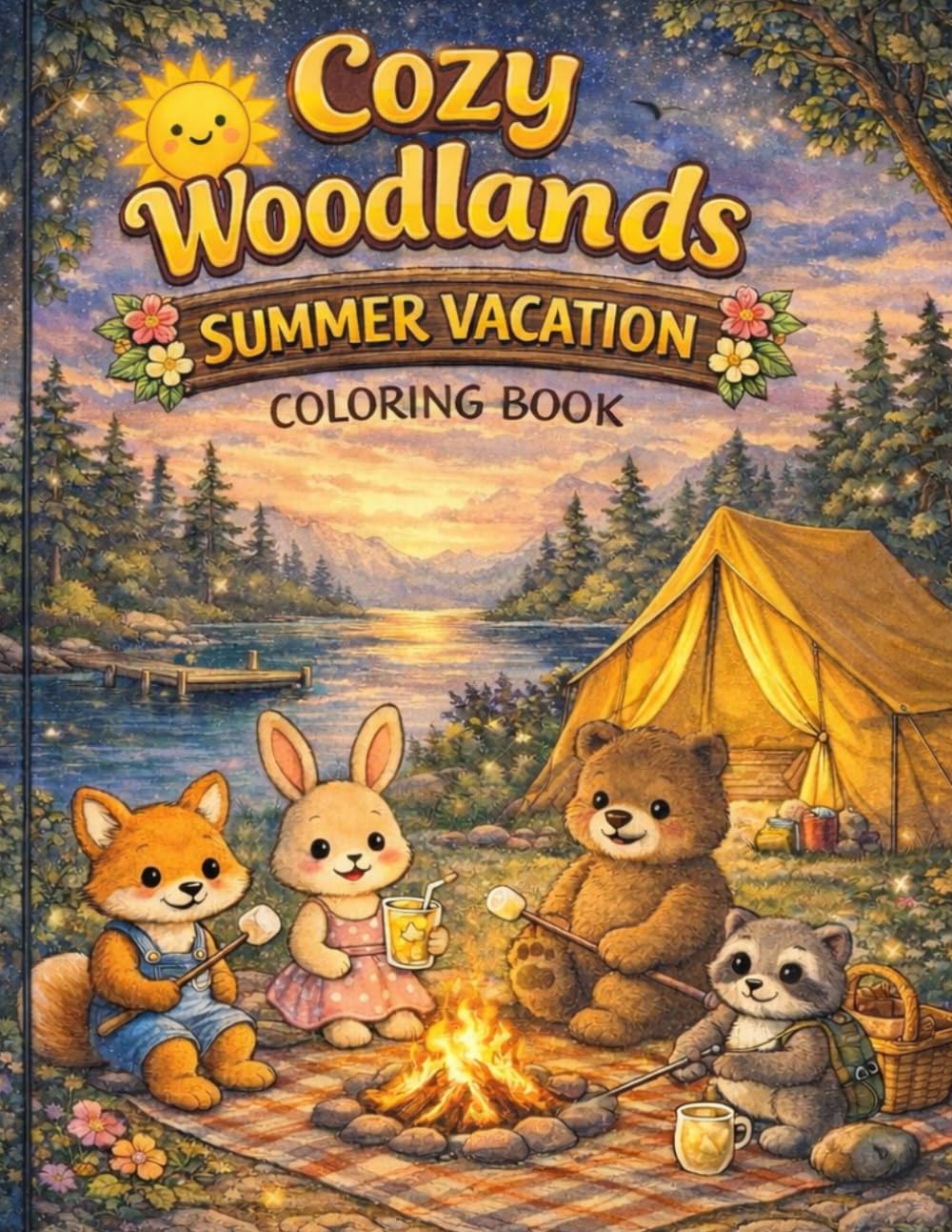 Cozy Woodlands: Summer Vacation Coloring Book: Cozy Woodlands: Summer Vacation Coloring Book Relaxing Forest Animals, Camping, Lakeside Adventures & Cozy Summer Scenes