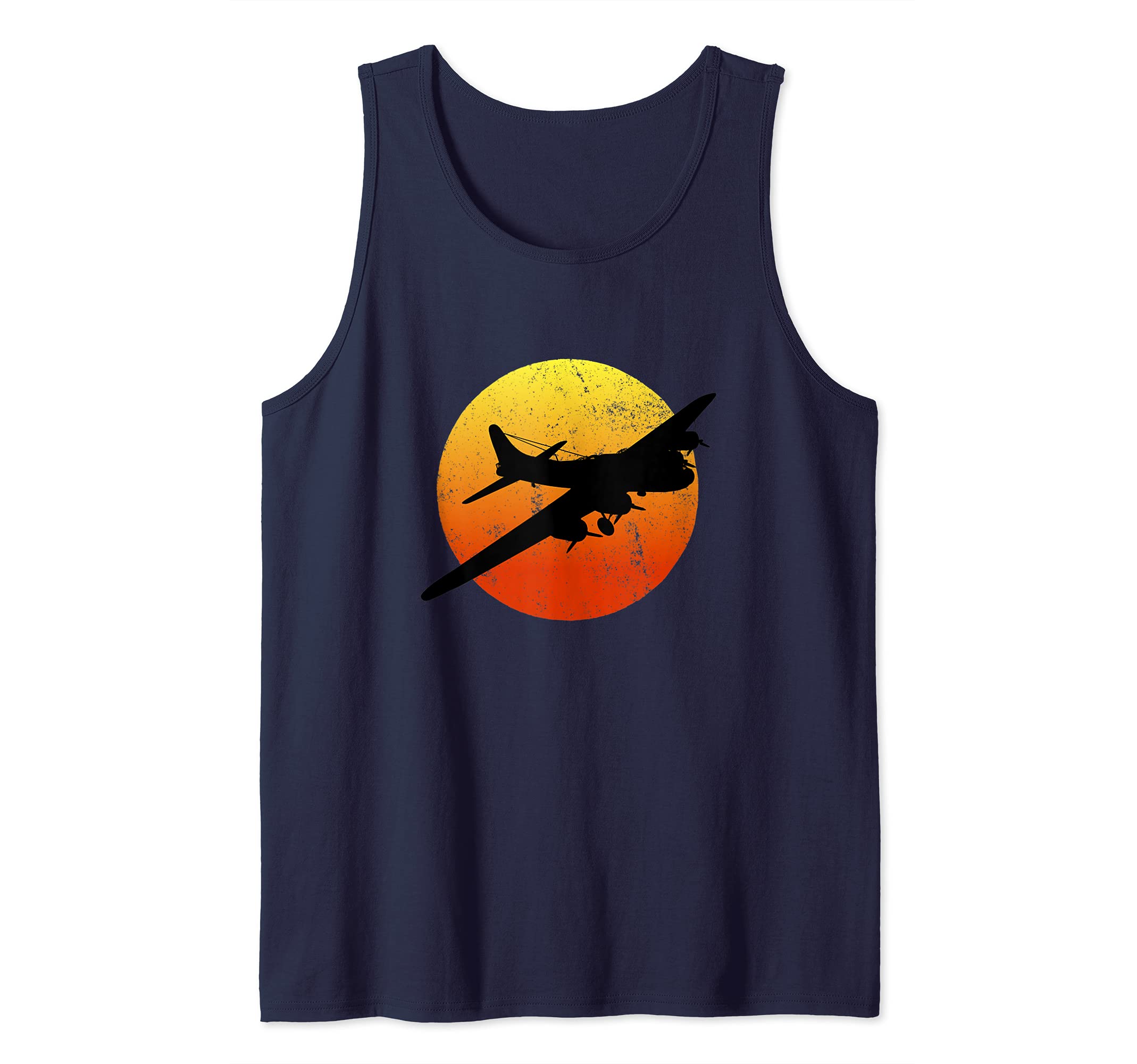 B-17 Flying Fortress Silhouette Sunset WW2 Airplane WWII B17 Tank Top