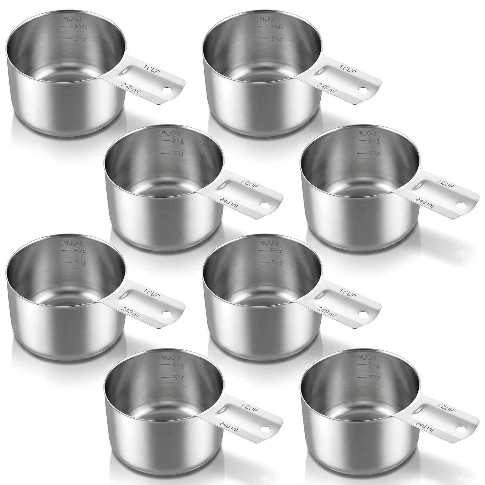 Set di 8 misurini in acciaio inox, 240 ml, utensili da cucina resistenti