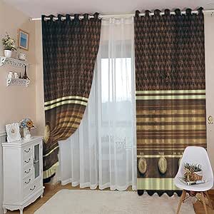 Rideaux Occultants Méditerranée Lot De 2 - 140x200 Cm Chaque - Motif Paysage Côtier Bleu - Œillets - Isolation Thermique Et Sonore