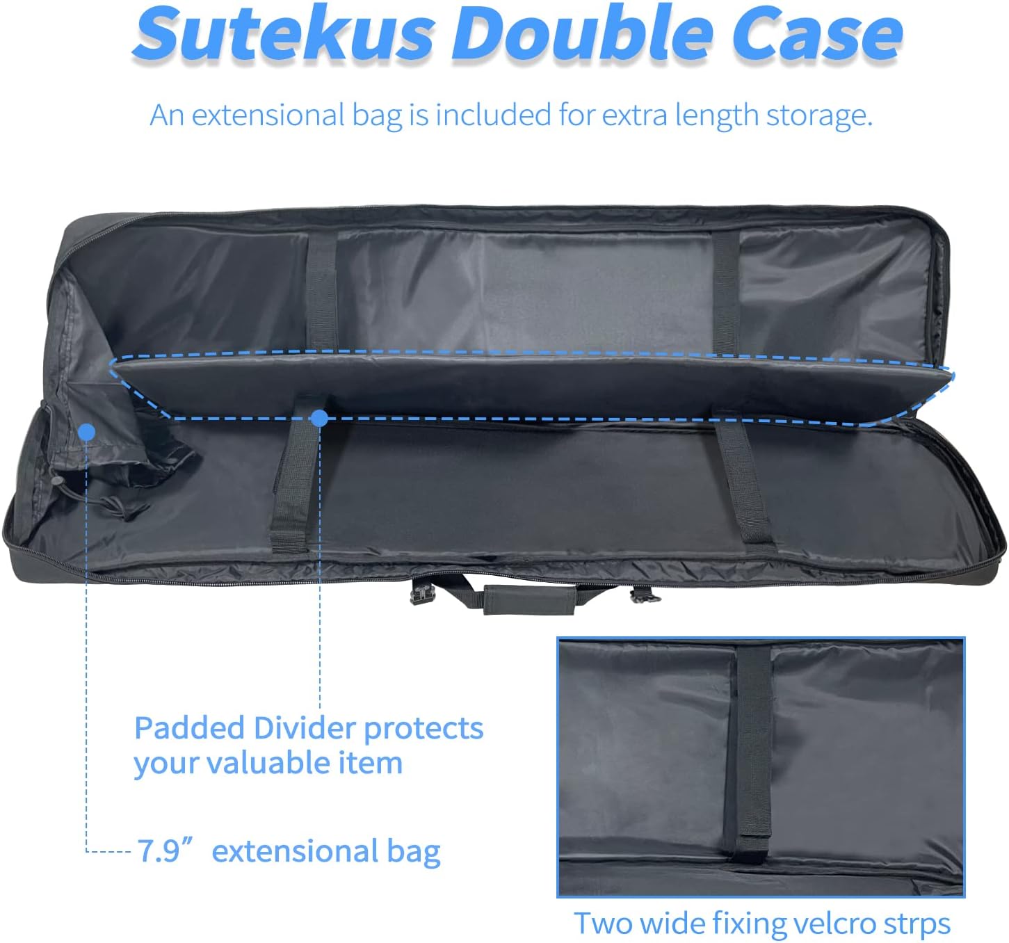 Sutekus Tactical Double Rifle Case, Gun Case, Padded Rifle Storage Backpack Integrated Pistol and Magazine Storage (3 Sizes 2 color)