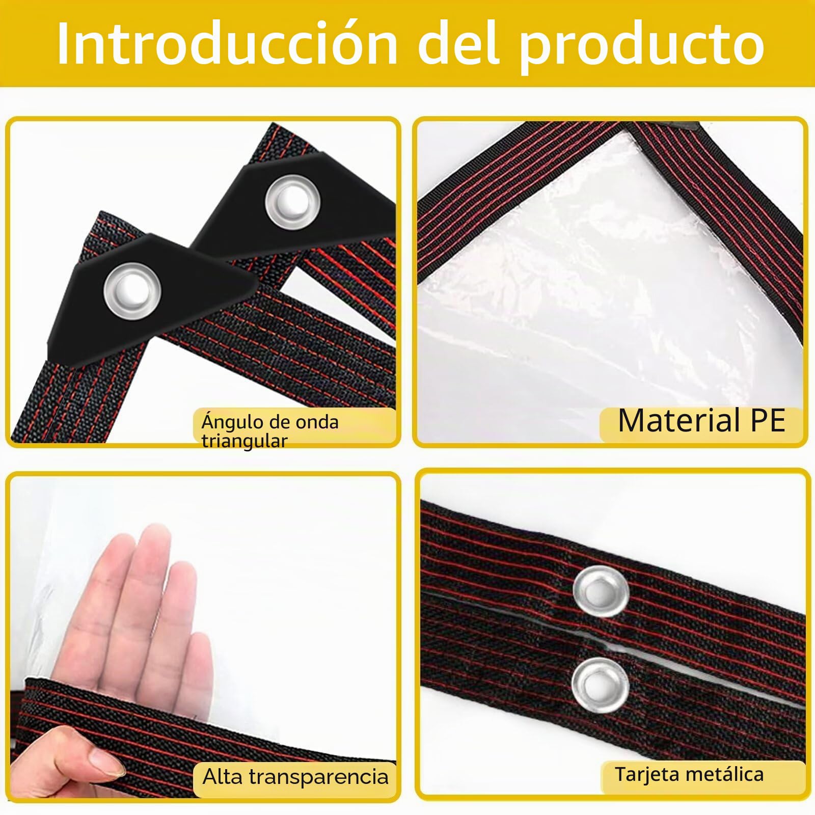 Lona Impermeable Transparente con Ojales de 2 x 3 m, para Exteriores, para Terraza y Gallinero