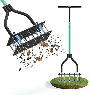 Lawn Aerator Tool, 15 Spike Lawn Aerator for Compacted Soil, Heavy Duty Yard Aerator with Foot Plate, Grass & Soil Aerator for Lawn Care, Easy-to-Use Hand Aerator for Small Yard