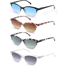 Reading Sunglasses +2.00 Womens Square Readers Sunglasses Stylish Lightweight Ladies Sun Readers 4 Pack Comfortable Fit Black,Clear,Tortoiseshell Frames