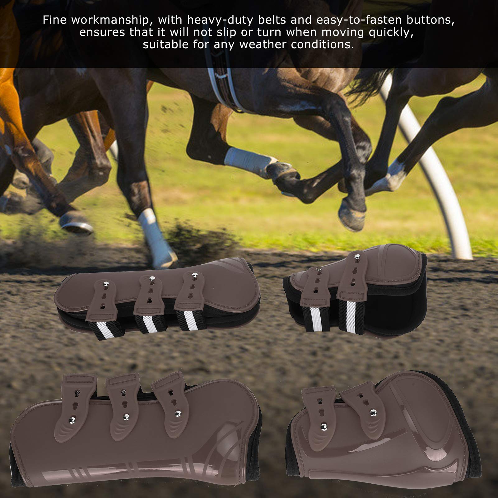 Gambale per Cavallo Protezione per Le Gambe Leggings ispessiti Materiale PU Fodera Morbida Avvolgimento Protettivo Marrone Cuscino per addestramento equestre Equitazione e