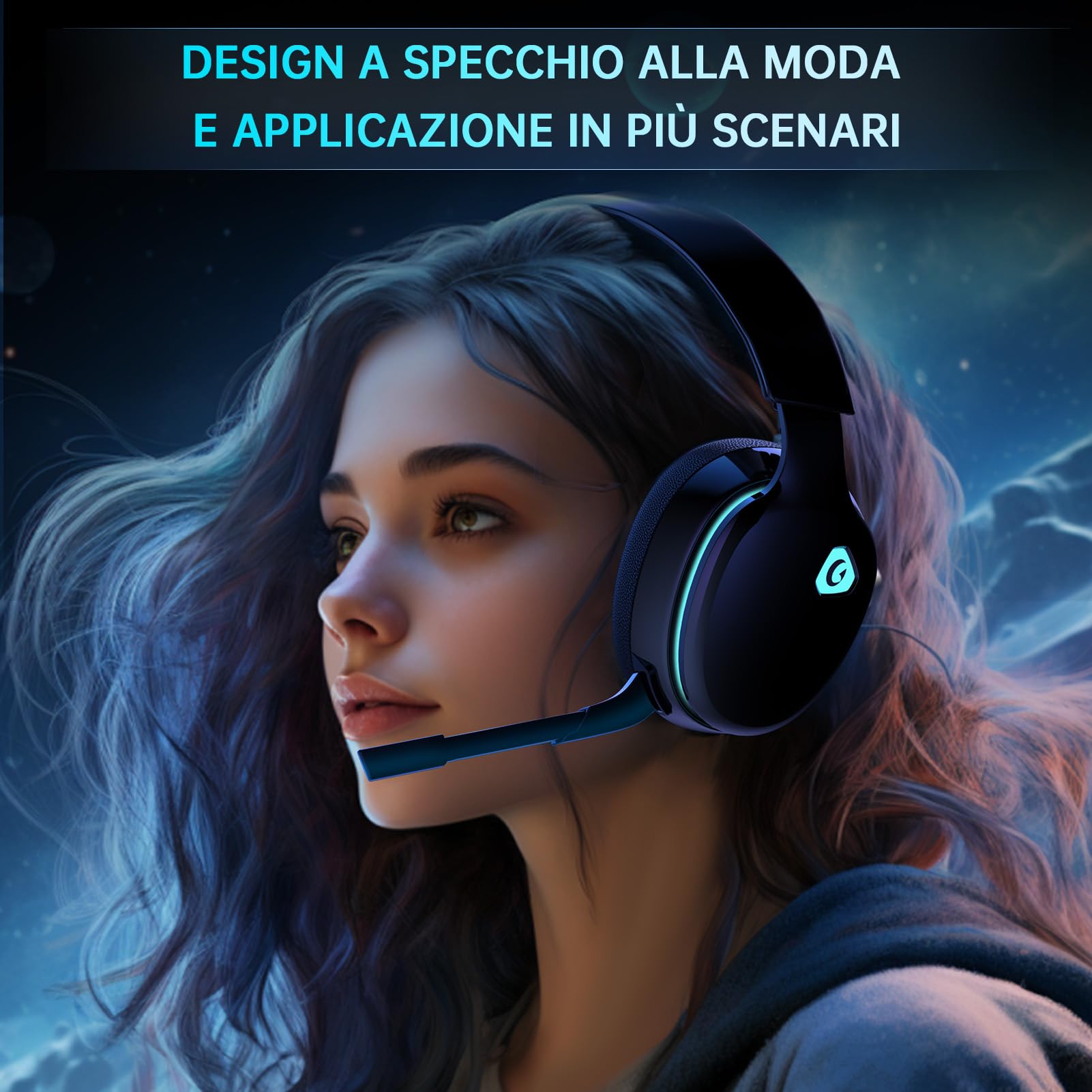 Gvyugke Cuffie da gioco wireless da 2,4 GHz per PC, PS5, Mac, Switch, cuffie wireless Bluetooth con microfono rimovibile con cancellazione del rumore, modalità cavo da 3,5 mm per la serie Xbox