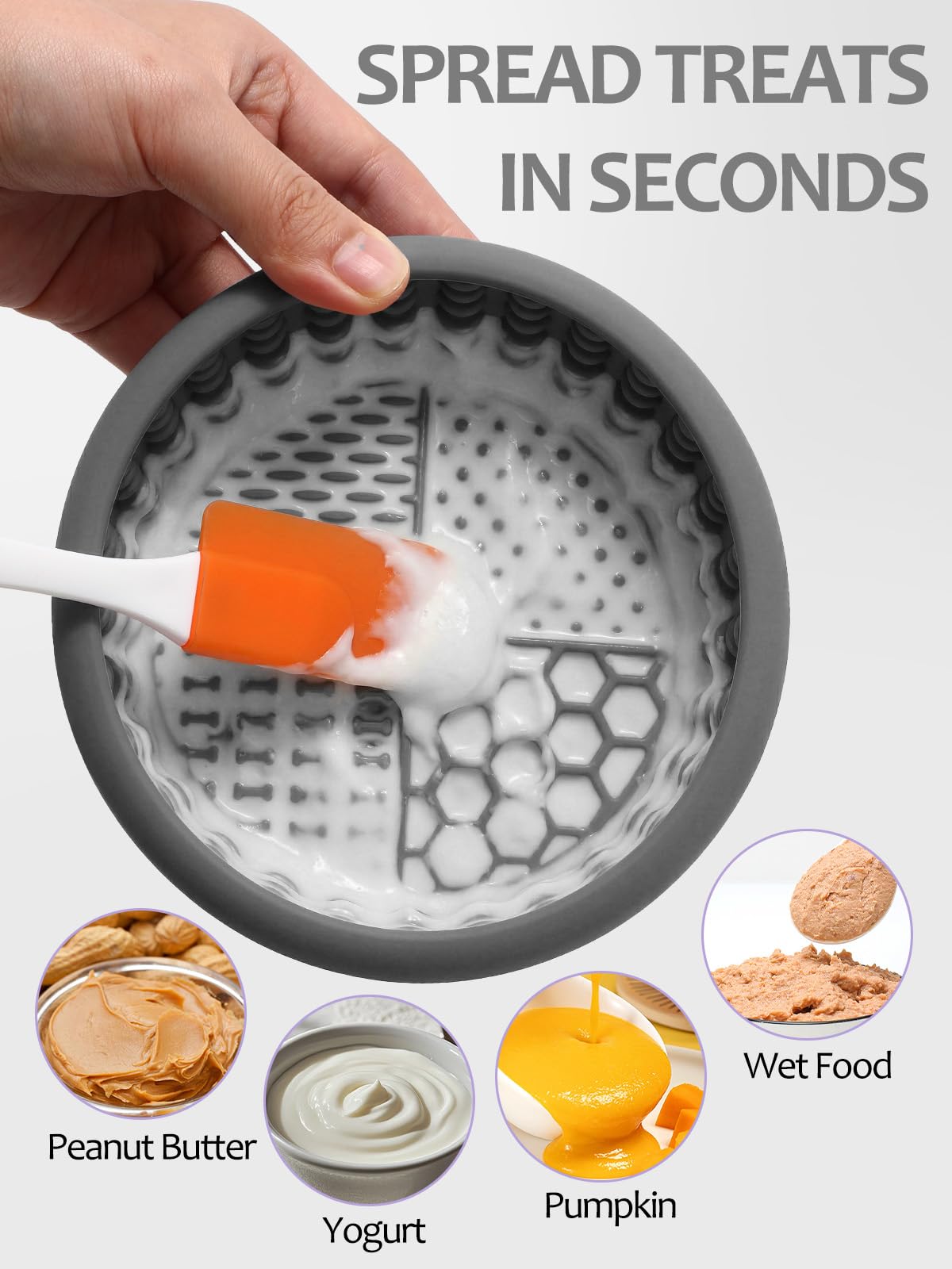 Ciotola per leccare cani con spazzola e raschietto, tappetino per leccare l'ansia per cani, antiscivolo, per leccare il congelamento, ciotola per distrazione, silicone senza BPA, lavabile in