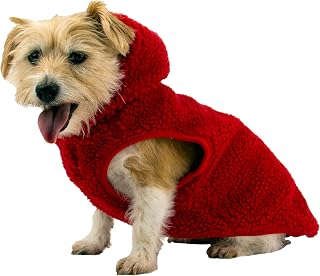 Ancol Teddy Sherpa - Sudadera con Capucha de Forro Polar para Perro, Color Burdeos, cálida y acogedora con Agujero para arnés y Textura Suave, suéter Grueso para Cachorros, Talla S