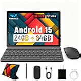 Latest 2025 Upgraded Android Tablet 10.1 Inch with IPS HD Touch Screen, Dual Camera, 64GB Storage 1TB Expansion, 8 in 1 Tablets Kit with Keyboard, Protective Case, Mouse, Stylus, BT 5.4, WiFi 6