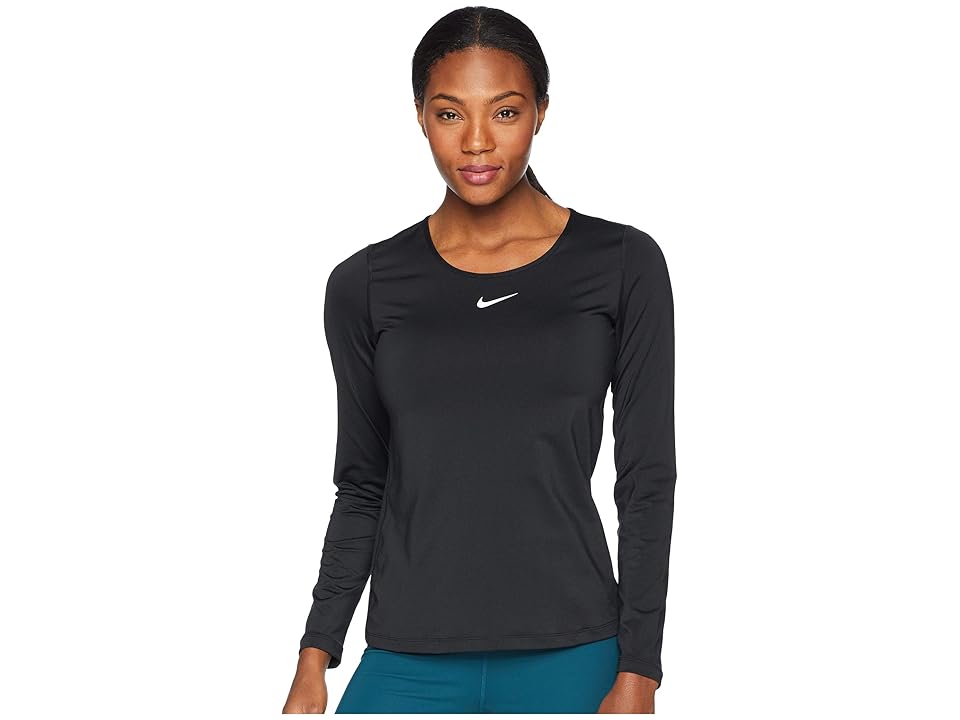 

Nike Pro Warm Crew Top (Black/White) Women's Long Sleeve Pullover