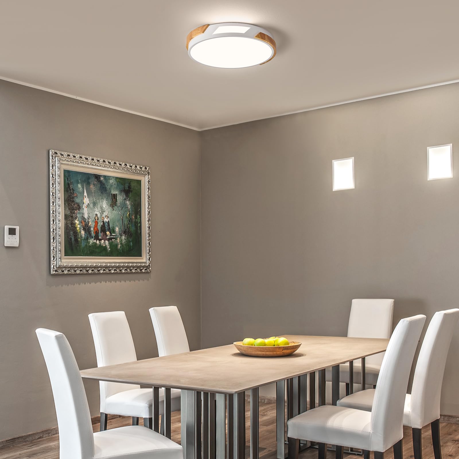 LED Deckenleuchte, Weiß Deckenlampe 40cm für Schlafzimmer | Moderne LED Deckenlampe Holz, Lampen für Wohnzimmer, Küche, Flur, Büro, Kinderzimmer, 36W 4000K Neutrallicht