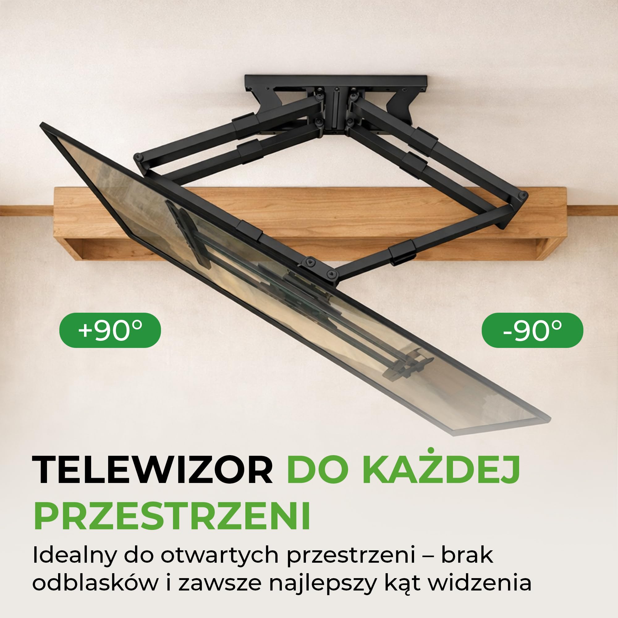 TiTon Double 100 cm Uchwyt ścienny do telewizora, obrotowy, uchylny 80kg, VESA max.600 czarny