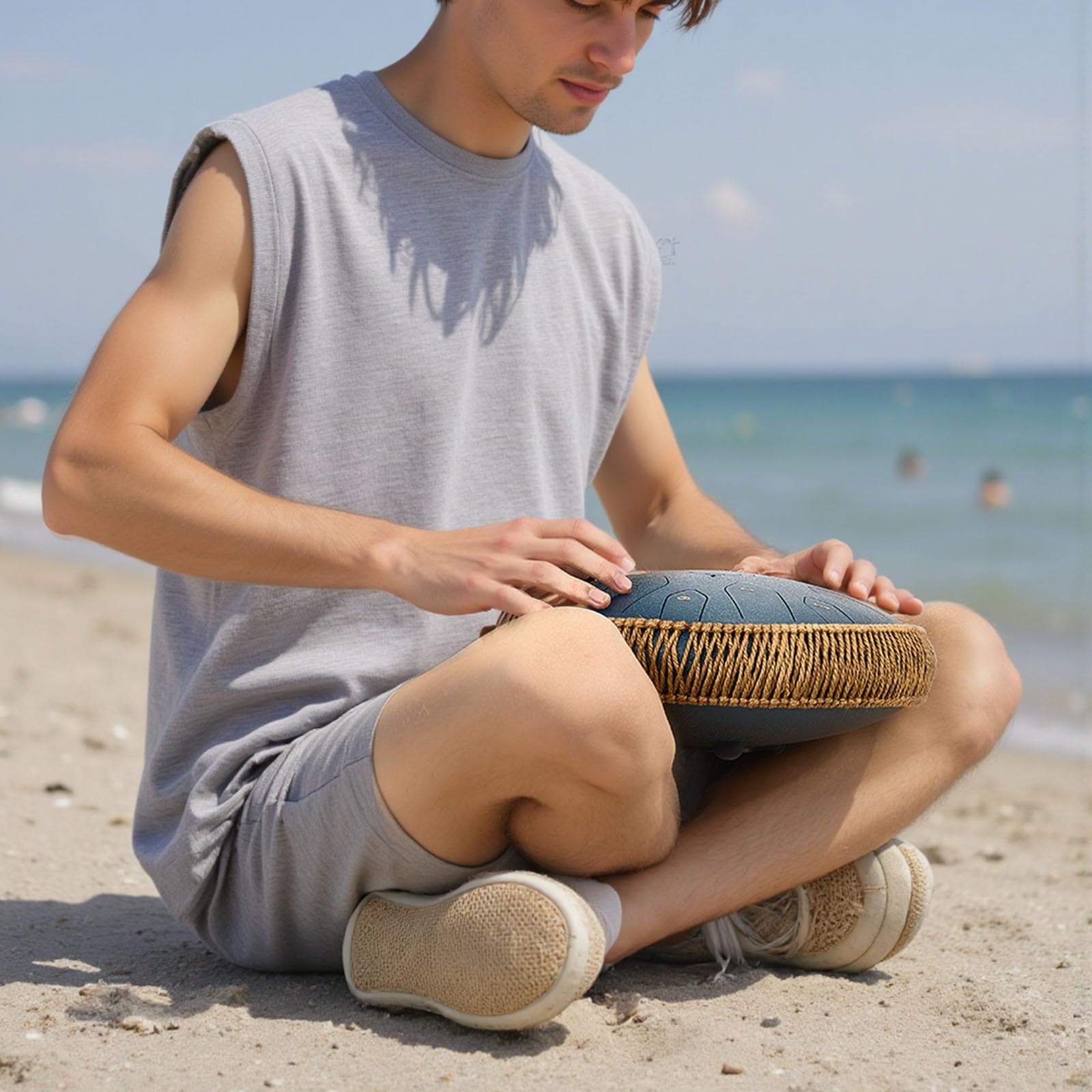 VEVOR Tamburo a Lingua d'Acciaio, Tamburo a Pioggia da 330 mm e 15 Note per Giardino Esterno, Tamburi Musicali in Do Maggiore con Libro di Musica e Bacchette, Strumento a Percussione, Blu Navy