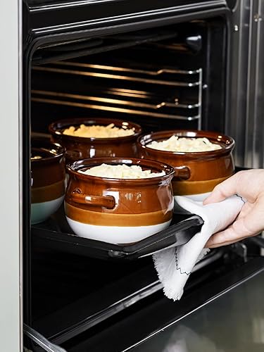 Miniatura 6 de LE TAUCI Tazones de sopa de cebolla francesa con tapa y asas, 22 onzas de cerámica, de cebolla francesa, tazones de servir aptos para horno, para