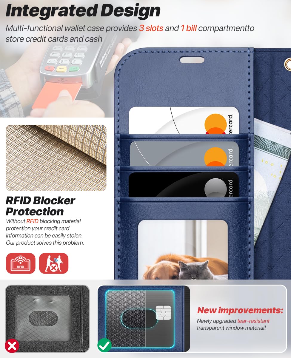 OCASE Coque pour iPhone 17 Pro Magnétique Détachable 2-en-1, PU Étui Portefeuille en Cuir avec RFID Blocage, Fentes pour Cartes, Protection Antichoc Housse pour iPhone 17 Pro (6,3’’, 2025) - Bleu