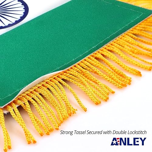 Miniatura 2 de Anley Bandera colgante de ventana con flecos de la India de 4 x 6 pulgadas, mini bandera y decoración de espejo retrovisor del automóvil, con flecos