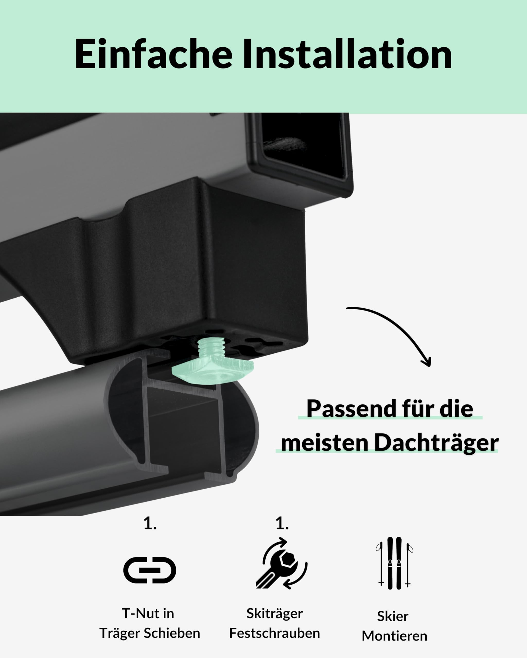Owen Skiträger Basic Silber – Leichter Alu Skihalter für 4 Paar Ski & 2 Snowboards – Kompakt & Aerodynamisch – City-Crash Getestet & Abschließbar (49 cm Breite)