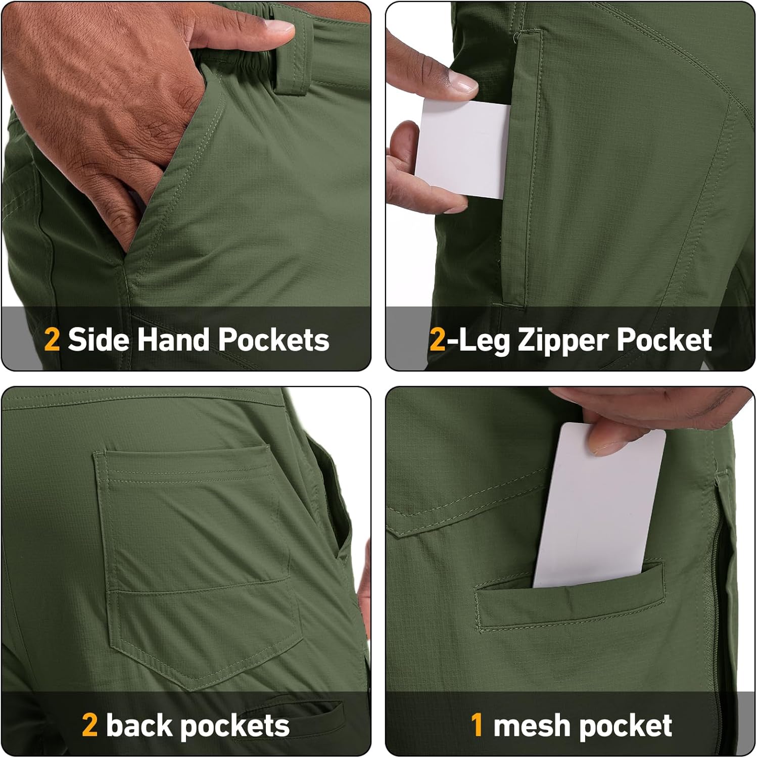 Mens Hiking Pants Water Resistant Stretch Work Pants,Lightweight Quick Dry Tactical Casual Cargo Pants with 6 Pockets - Image 3