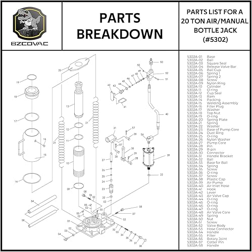 Miniatura 6 de Kit de reparación principal de Jack de botella de aire de 20 o 22 toneladas - Sellos hidráulicos y del motor de aire
