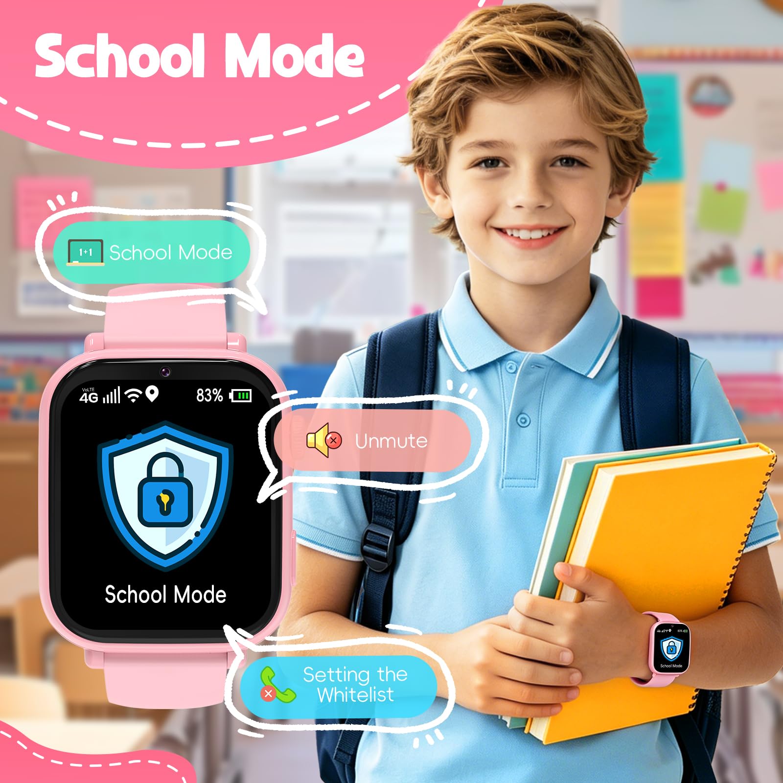 Alutoria Smartwatch Niños con GPS y Llamadas, 4G Reloj Telefono Niños Niña