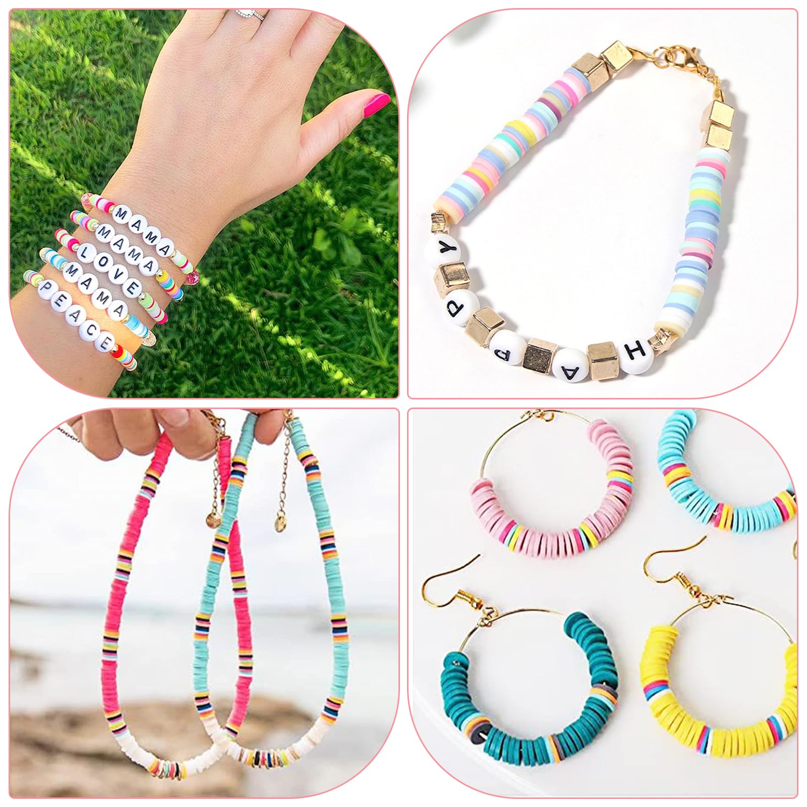 Kit Perline Per Braccialetti Fai Da Te - 6mm, 8mm, 11mm, Con Lettere E Personaggi, Per Bambine - Foto 9