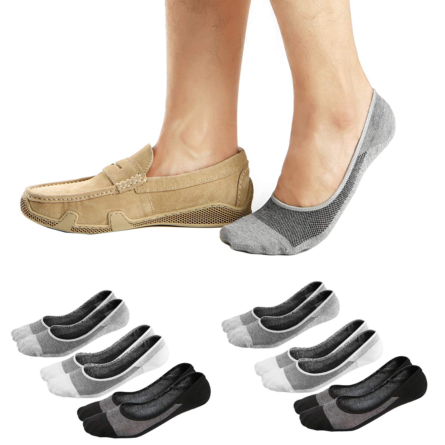 Ueither Calcetines Invisibles Cortos pare Hombres/Mujeres Respirable y Super Suaves Calcetines bajos de Algodón Antideslizantes