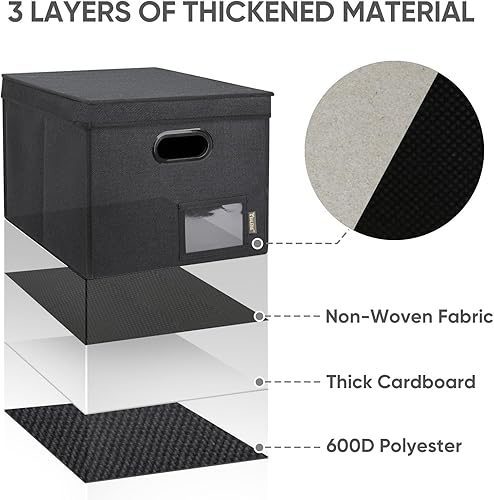 Miniatura 218 de BALEINE - Caja organizadora de archivos con tapa, organizador de carpetas plegable con riel de plástico, caja para carpetas colgantes para Gris