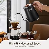 Vista 2 de Hazel Quinn Gooseneck Electric Kettle - 0.8L / 27oz, Precise Temperature Control, 4-Hour Keep Warm, 1000W Fast Boil, 304 Stainless Steel
