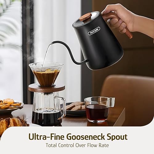 Miniatura 2 de Hazel Quinn Gooseneck Electric Kettle - 0.8L / 27oz, Precise Temperature Control, 4-Hour Keep Warm, 1000W Fast Boil, 304 Stainless Steel Interior,