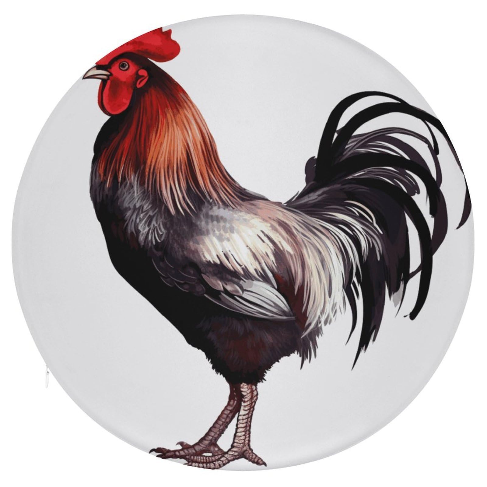 FekiLoot Rooster Seat Cushion Comfort Memory Foam Seat Cushion Chair Pad Soft Round Stool Cushion Chair Cushion Removable Washable Cover for Home Office Outdoor Bistro 15.35 Inch