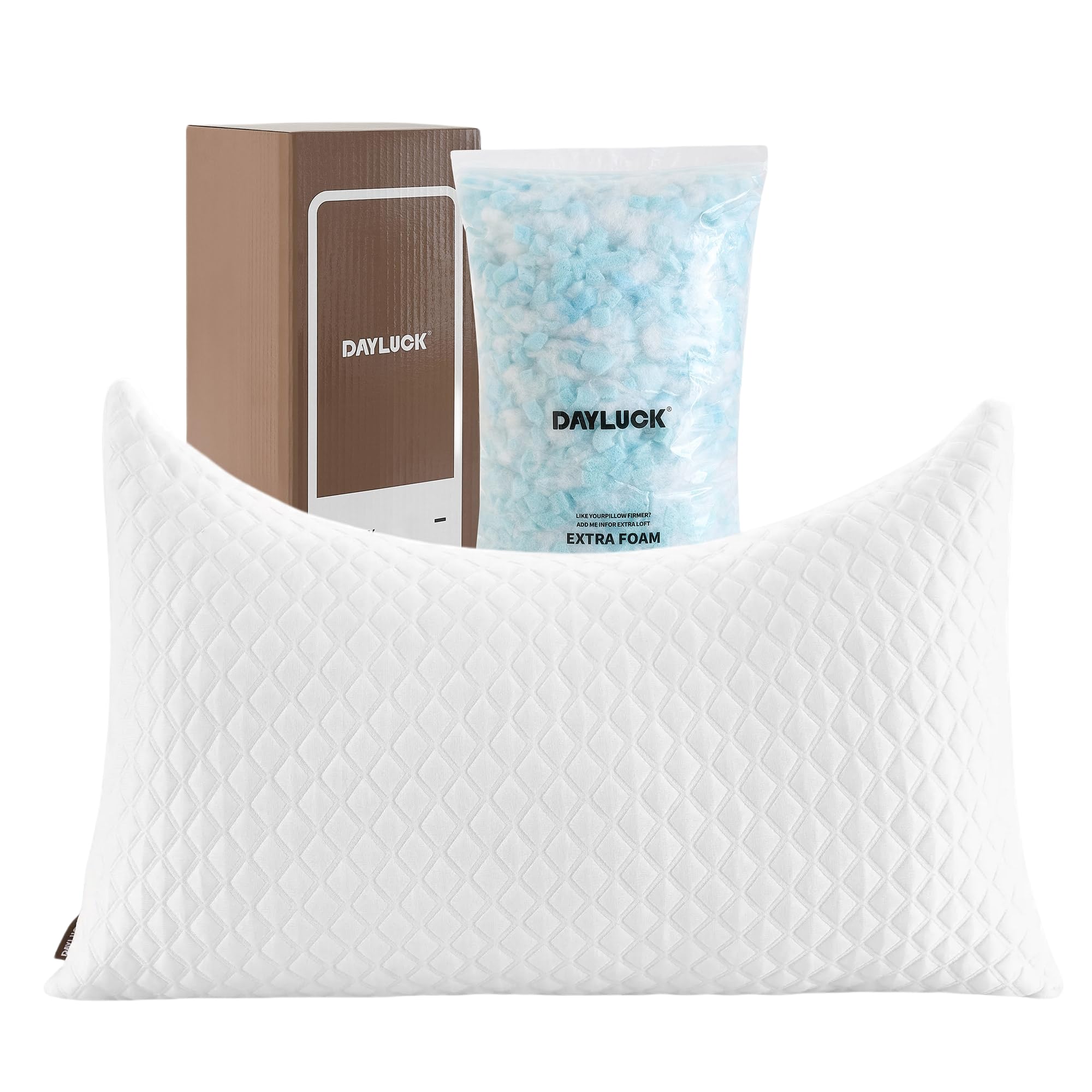 Cooling Pillow for Side Sleepers - Ergonomic Curved Design Adjustable Shredded Memory Foam for Neck Shoulder Pain Relief