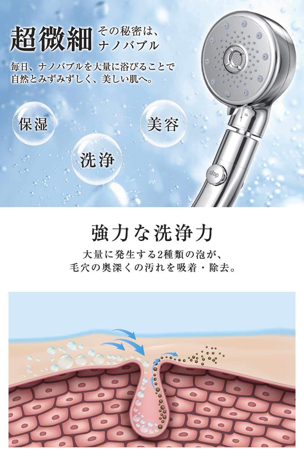 Amazon.co.jp: シャワーヘッド マイクロナノバブル 【2025業界トップ新