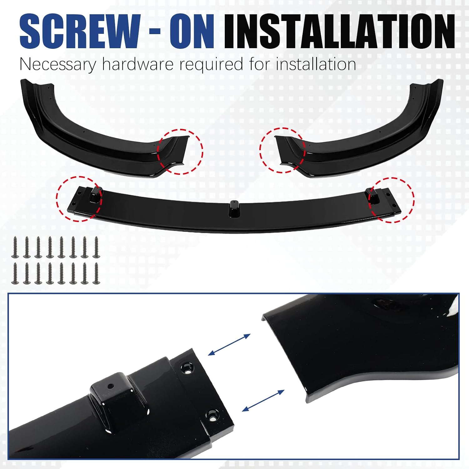 Front Bumper Lip Compatible with 2013-2018 BMW F30 F31 Base 318i 320i 328d 330e 330i 340i, Gloss Black ABS Air Splitter Chin Body Kit OEM Style