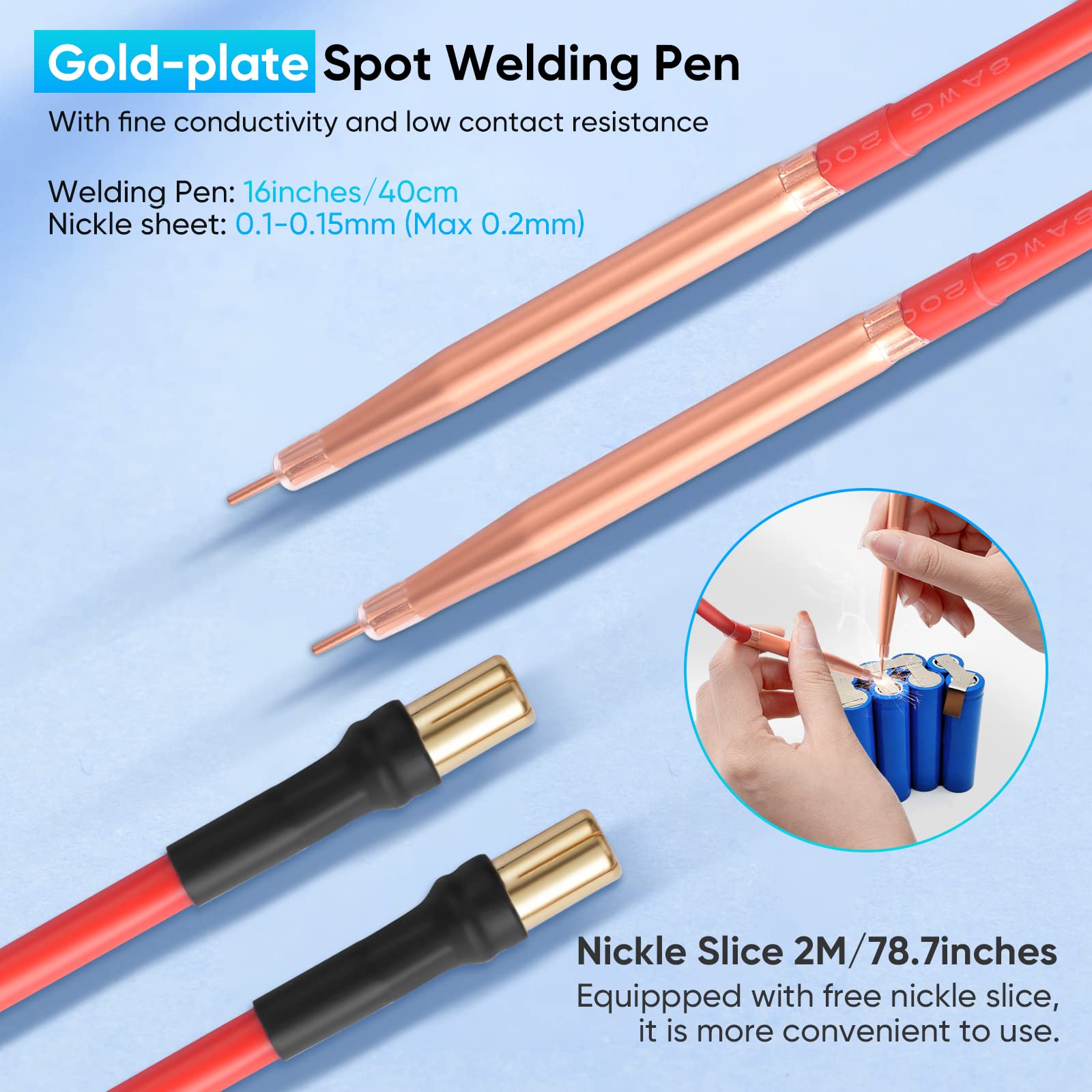 Soudeuse par Point, VAYOTOY Machine de Soudage par Points Portable Réglable 5000 mAh Mini Soudeuse par Points Charge USB Stylo à Dégagement Rapide Feuille de Nickel pour le Soudage par Points