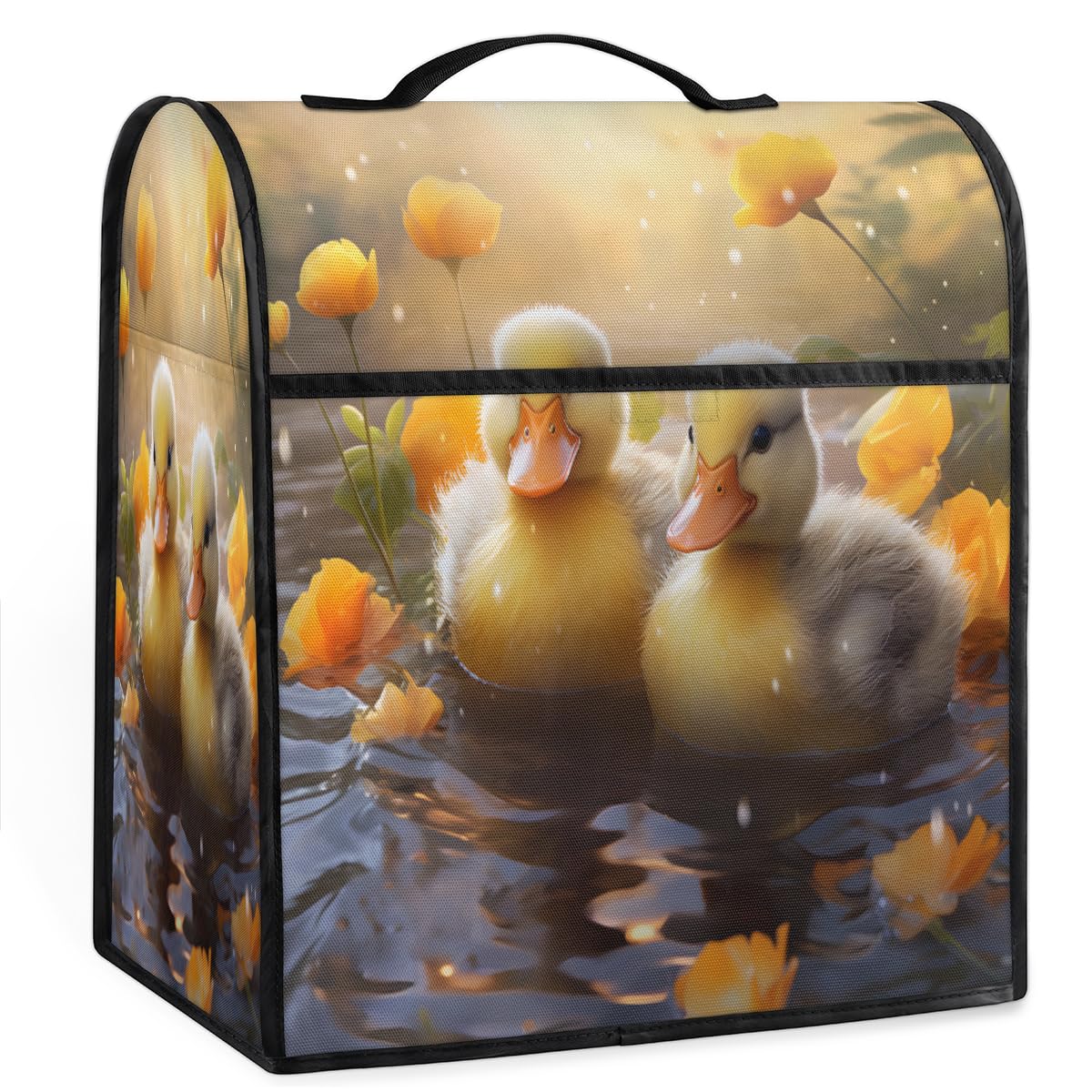 Coffee Maker Cover Cute Childish Duck Kitchen Appliance Covers Small Appliance Covers Blender Cover Juicer Cover Dust Covers for Kitchen Appliances with Top Handle and Pockets,Washable,C498