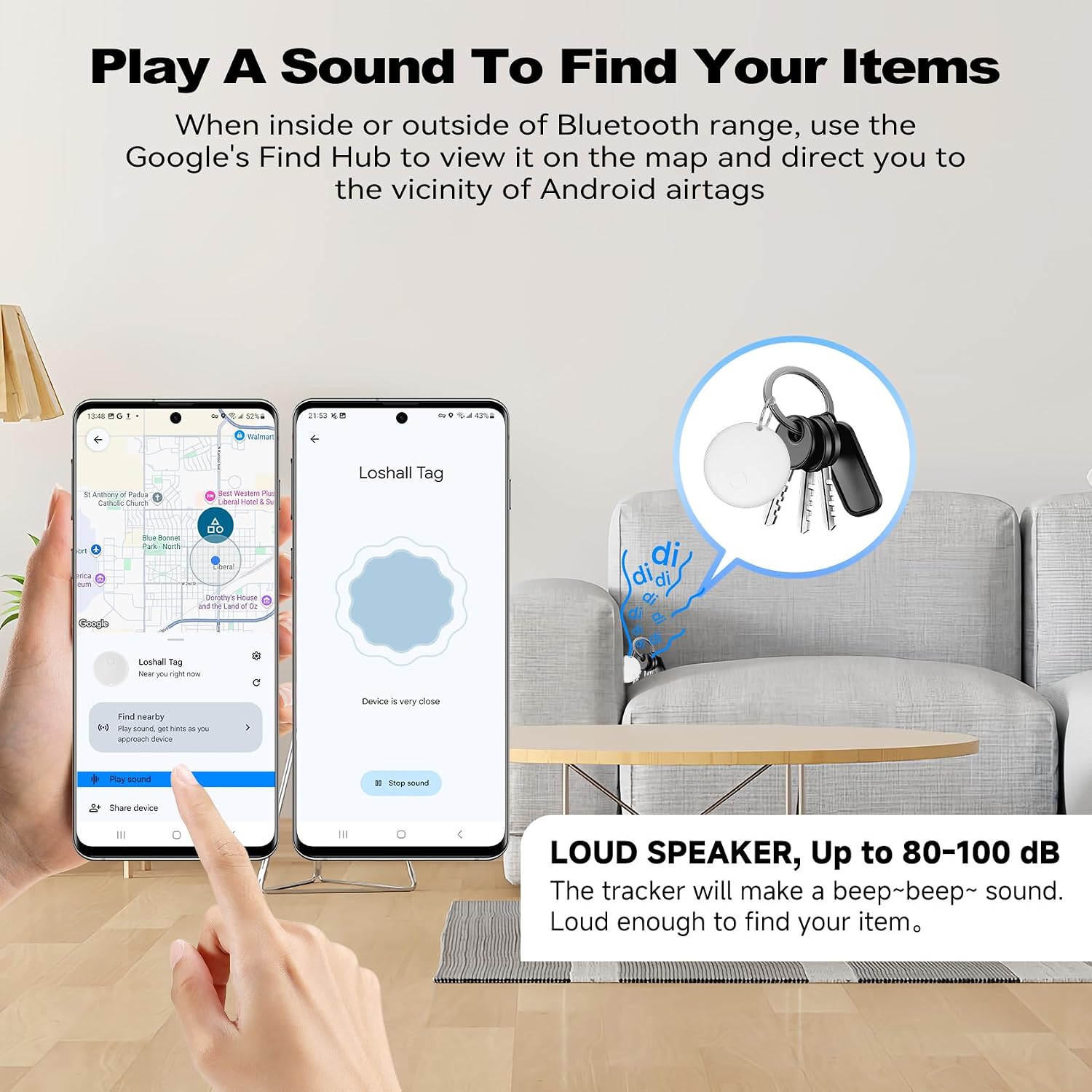 Air Smart Tracker Tags-4 Pack for Android, Google Android Tag Tracker Work with Google Find My Device (Find Hub), Key Finder/Luggage Tracker/Item Locator, 4 Pack White image 4