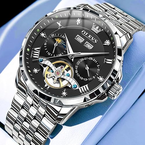 Miniatura 4 de OLEVS Relojes automáticos para hombre, cuerda automática, de lujo, de acero inoxidable, impermeable, relojes de pulsera para hombres