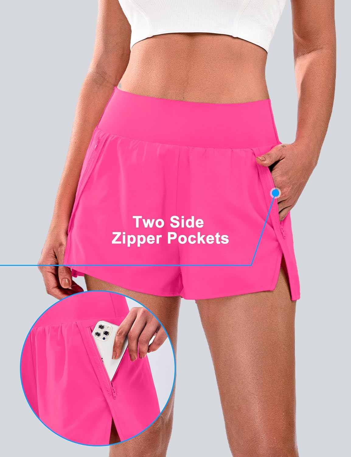 Blooming Jelly Womens High Waisted Running Shorts V Side Split Quick Dry Workout Athletic Shorts with Pockets 2026 2" - Image 3