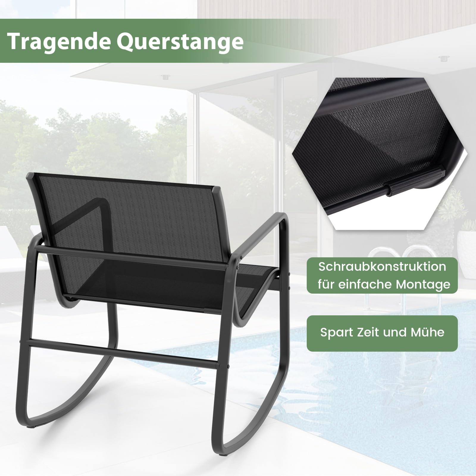 COSTWAY Rotan tuinmeubelset, balkonmeubelen incl. 2 schommelstoelen met draaifunctie, kussens en tafel, balkonset, terrasmeubels, tuingarnituur, zitgroep voor tuin, balkon, terras