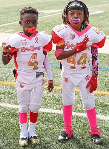 Miniatura 6 de COOLOMG Pink Breast Cancer Arm Sleeves for Football Baseball Softball Volleyball Basketball Youth Kids Men Women 1 Pair