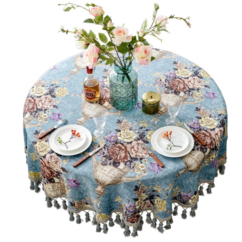 BATSDCB Vintage Small round Tablecloth with tassel hanging ear 10cm-A diameter200cm(79inch)