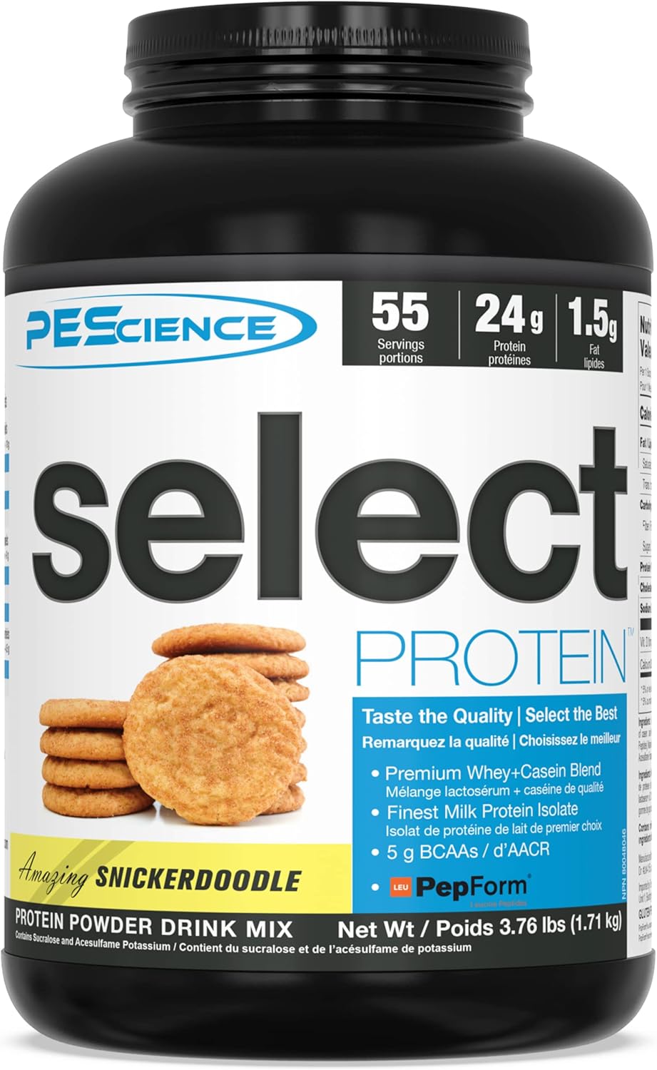 PEScience Select Low Carb Protein Powder, Snickerdoodle, 55 Serving, Keto Friendly and Gluten