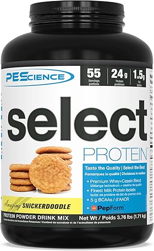 PEScience Select Protein - Proteína en polvo bajo en carbohidratos, Snickerdoodle, 55 porciones, apta para dieta cetogénica y sin gluten