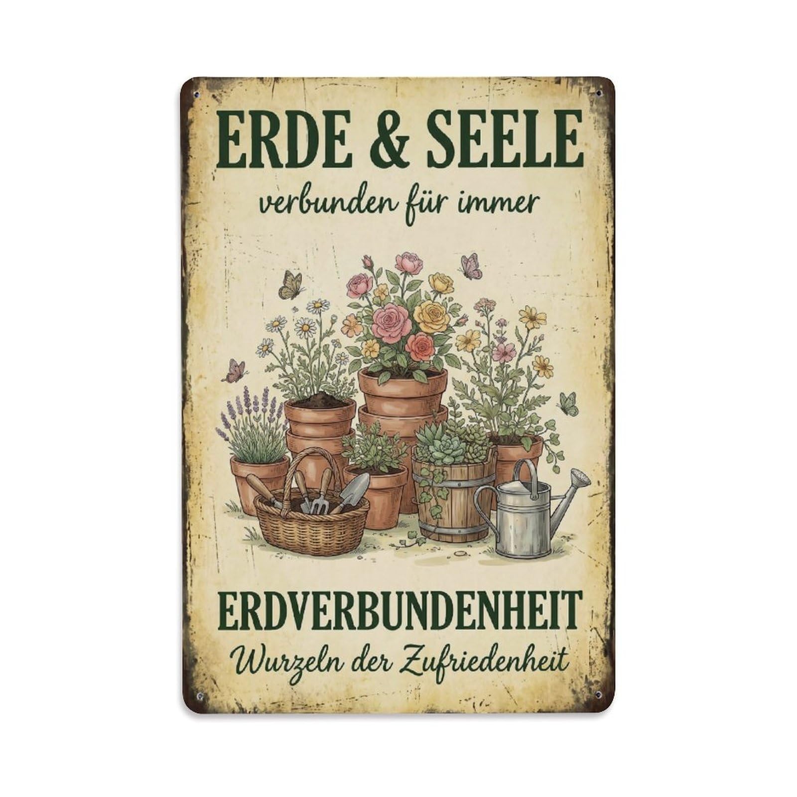 Vintage Funny Garden Soil Soul Rustic Gate Pretty Metal Tin Sign Plaque Wall Decor for Cafe, Club Bar, Office, Garden Metal Poster 8x12Inch