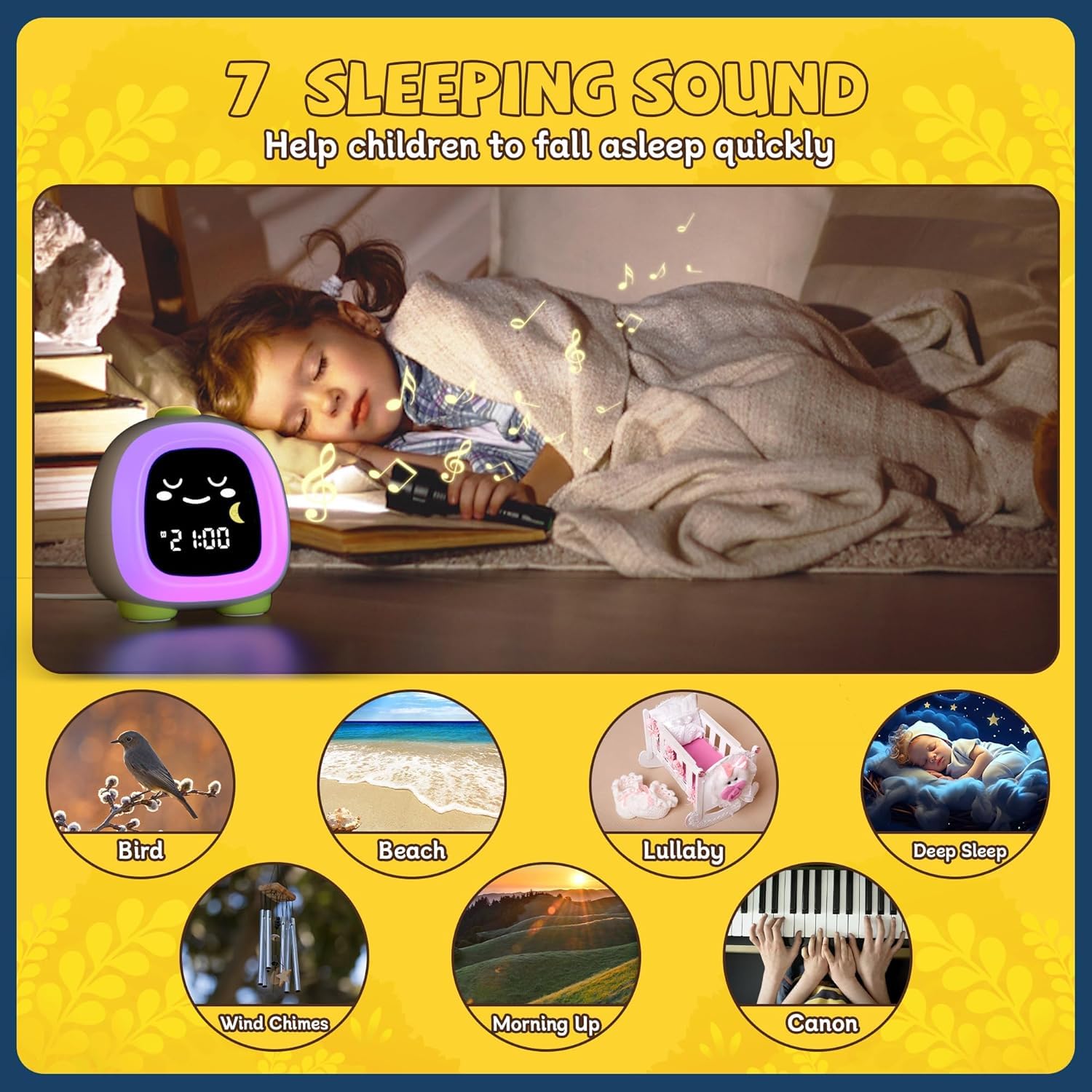 Réveil pour enfants OK pour enfants - Veilleuse et horloge de sommeil - Détection de la sieste - Décoration mignonne pour chambre - Idée cadeau