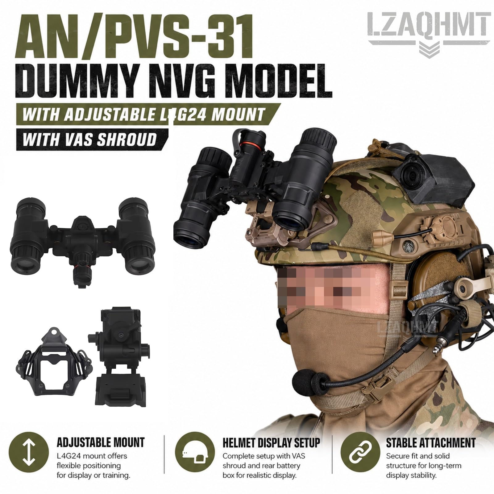 AN/PVS-31 NVG-Attrappe mit Verstellbarer L4G24-Halterung
