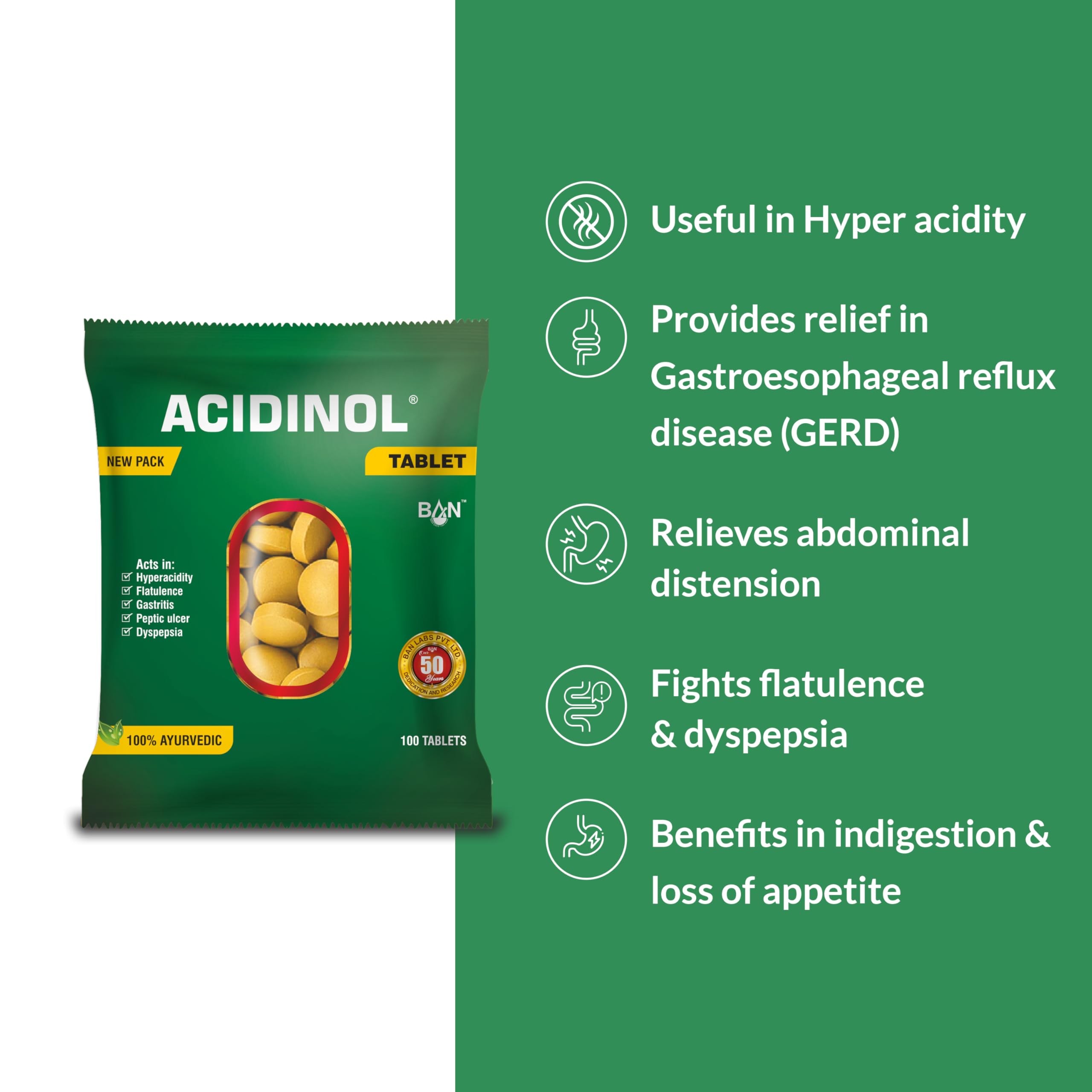 Ban Labs Livex Caplet (100 Caplets) and Acidinol Tablet (100 Tablets) - Pack of 1- combo - Image 5 thumbnail