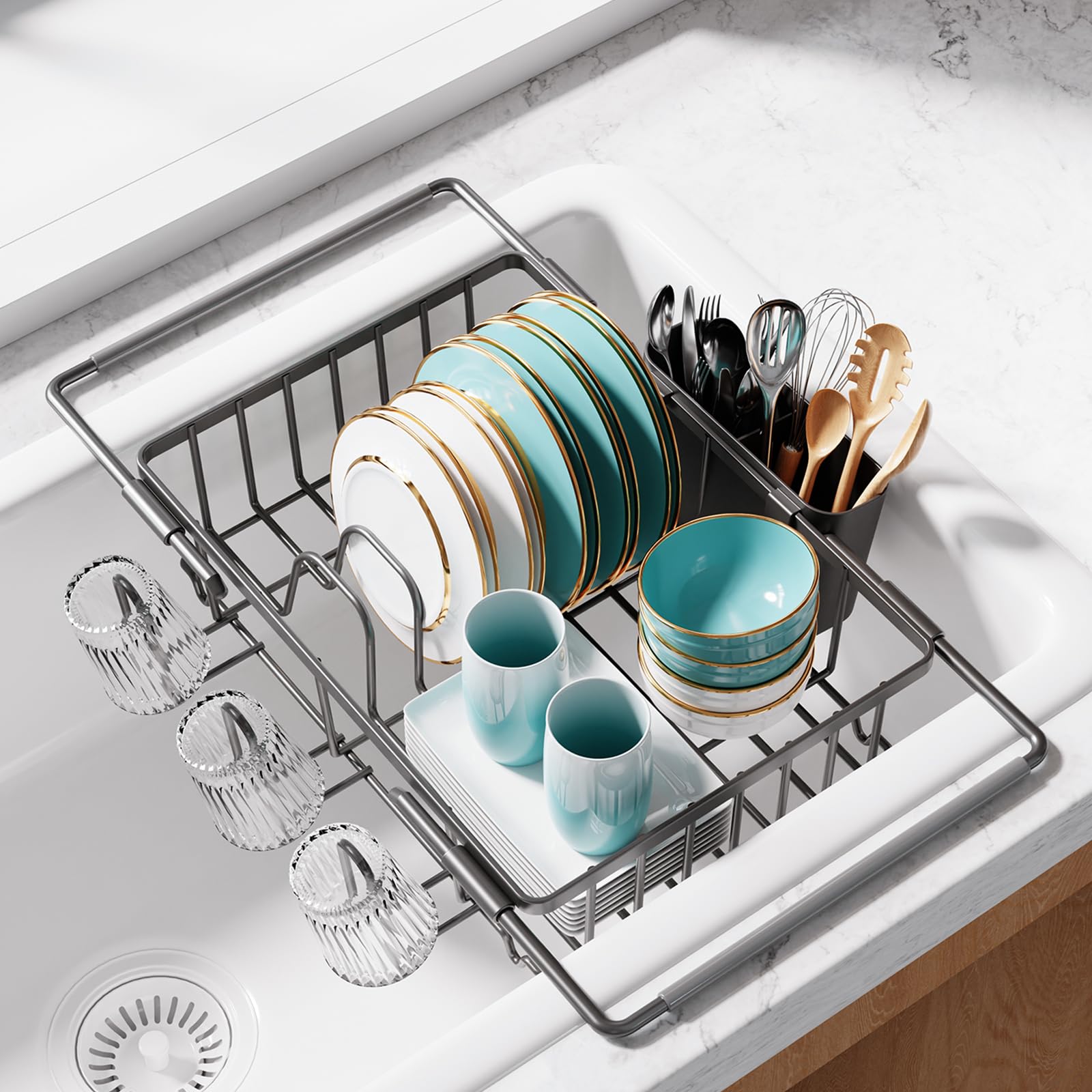 Sakugi Dish Drying Rack in Sink - racks and holders | Mubboo